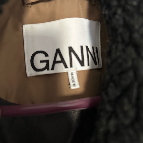 GANNI two tone wool long Sherpa Teddy coat Sz 34 Small S - Picture 5 of 14